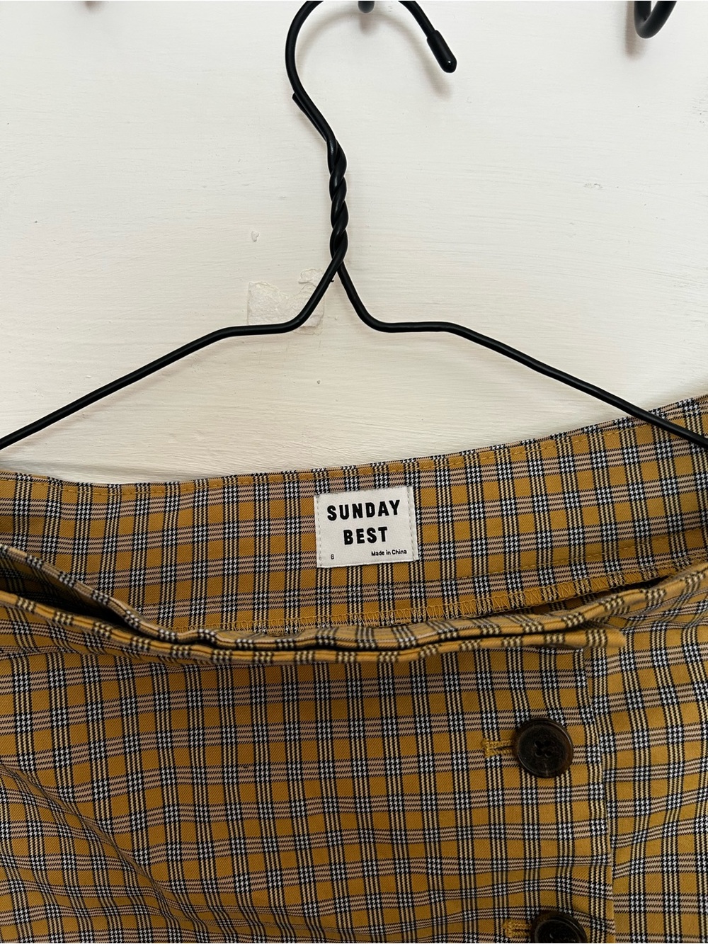 Sunday Best (Aritzia) Mustard Plaid Button-Front Skort